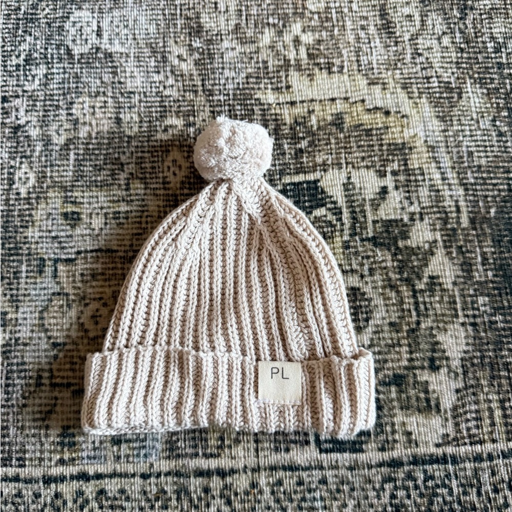 Purely little baby Pom-Pom Knit Beanie - NB Cream